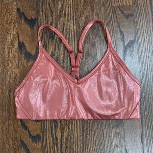 Nike Metallic Pink Red Rose Gold Sports Bra